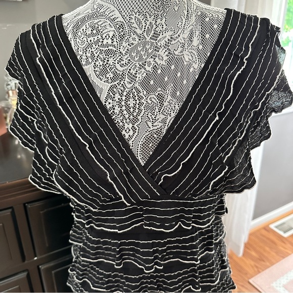 Max Studio Black White Ruffle Mini Dress Small Indie Sleaze Monochrome - Picture 3 of 16